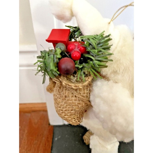 TJ Santas by Tina Mitchell 8" Santa Fuzzy White Rustic Snowshoe Ornament #905376 - Picture 6 of 15